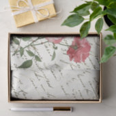  Frans Script Roze Rozen Tissuepapier (Geschenk)