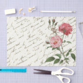  Frans Script Roze Rozen Tissuepapier (Craft)