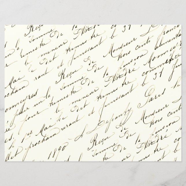 Frans  Script Scrapbook Paper (Voorkant)