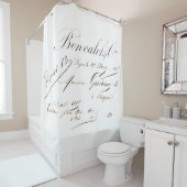 Frans Script Shower Curtain in Dark Brown Douchegordijn (In situ)