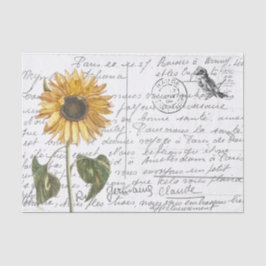 Frans Script  Sunflower Bird Briefkaart Tissuepapier