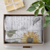 Frans Script  Sunflower Bird Briefkaart Tissuepapier (Geschenk)