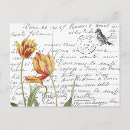 Frans Script  Tulip Bird Briefkaart