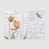 Frans Script Tulip Bird Briefkaart Tissuepapier (Voorkant)
