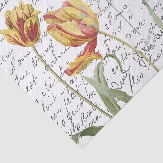 Frans Script Tulip Bird Briefkaart Tissuepapier (Detail)