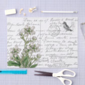 Frans Script White Flower Bird Briefkaart Tissuepapier (Craft)