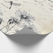 Frans Script Wilde bloem Dragonfly-decoupage Craft Cadeaupapier (Hoek)