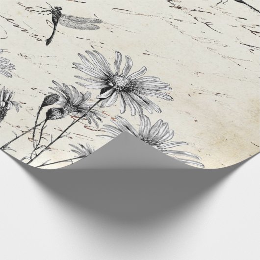 Frans Script Wilde bloem Dragonfly-decoupage Craft Cadeaupapier (Hoek)