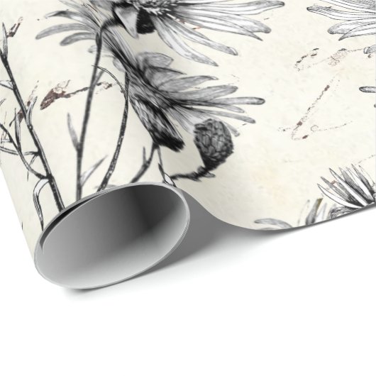 Frans Script Wilde bloem Dragonfly-decoupage Craft Cadeaupapier (Rol Hoek)