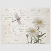 Frans Script Wildflower Dragonfly Daisy Decoupage Tissuepapier (Voorkant)
