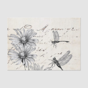 Frans Script Wildflower Dragonfly Decoupage Set 2 Tissuepapier