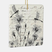 Frans Script Wildflower Dragonfly kerstdecor Keramisch Ornament (Rechts)