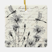 Frans Script Wildflower Dragonfly kerstdecor Keramisch Ornament (Voorkant)