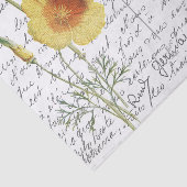 Frans Script Yellow Poppy Bird Briefkaart Tissuepapier (Detail)