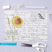 Frans Script Yellow Poppy Bird Briefkaart Tissuepapier (Craft)