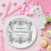  Frans Scroll 100th Birthday Papieren Bordje (Feest)