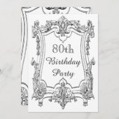 Frans Scroll 80th Birthday Dubbelzijdig Kaart (Voorkant / Achterkant)