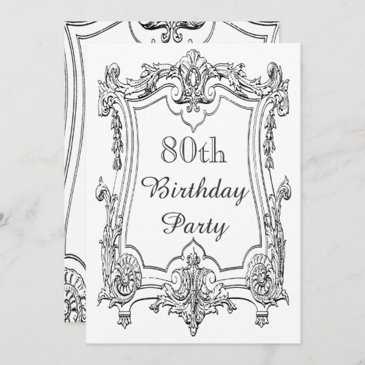 Frans Scroll 80th Birthday Dubbelzijdig Kaart (Voorkant / Achterkant)