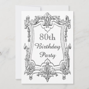  Frans Scroll 80th Birthday Dubbelzijdig Kaart