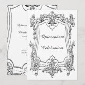 Frans Scroll Quinceañera Dubbelzijdig Kaart (Voorkant / Achterkant)