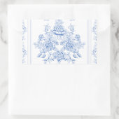 Frans, shabby, , bleek blauw, wit, chic, rechthoekige sticker (Tas)