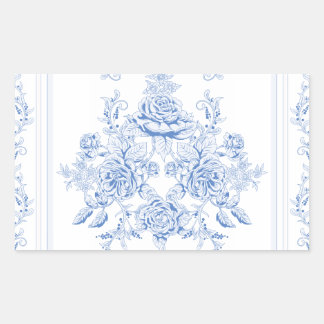 Frans, shabby, , bleek blauw, wit, chic, rechthoekige sticker