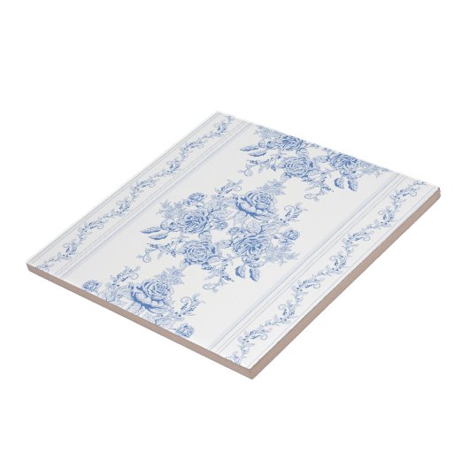 Frans, shabby, , bleek blauw, wit, chic, tegeltje (Zijkant)