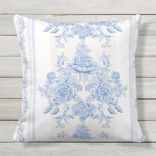 Frans, shabby chic, , bleke blauw, wit, countr buitenkussen