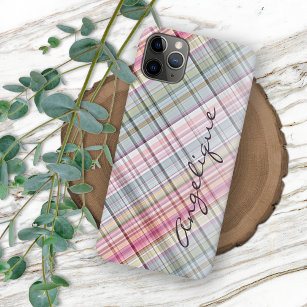 Frans Shabby Chic Country Cottage Plaid Patroon iPhone 12 Hoesje