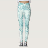 Frans, , shabby, chic, patroon, Victoriaans, turqu Leggings (Voorkant)