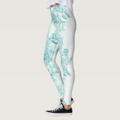Frans, , shabby, chic, patroon, Victoriaans, turqu Leggings (Links)