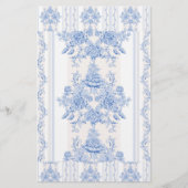 Frans, shabbykic, , bleek blauw, wit, land briefpapier (Voorkant)