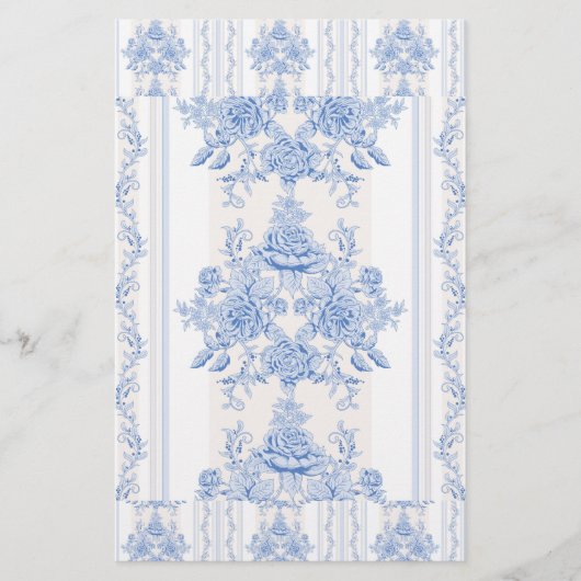 Frans, shabbykic, , bleek blauw, wit, land briefpapier (Voorkant)