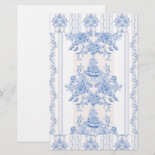 Frans, shabbykic, , bleek blauw, wit, land briefpapier (Voorkant / Achterkant)