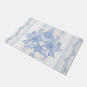 Frans, shabbykic, , bleek blauw, wit, land deurmat (Schuin)