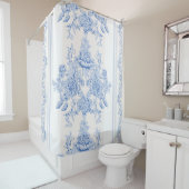 Frans, shabbykic, , bleek blauw, wit, land douchegordijn (In situ)