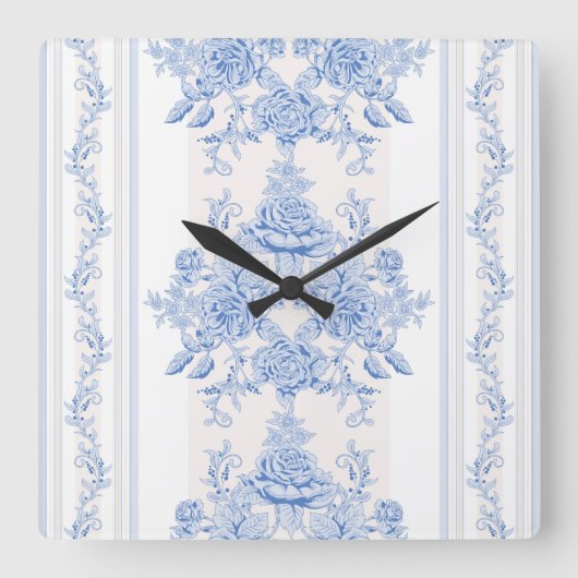 Frans, shabbykic, , bleek blauw, wit, land vierkante klok (Voorkant)