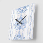 Frans, shabbykic, , bleek blauw, wit, land vierkante klok (Hoek)