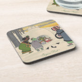  Frans Sneeuw Meisjes Kerstmis Joyeux Noel Bier Onderzetter (Linkerzijde)