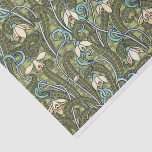 Frans Snowdrop Art Nieuw gestileerd Patroon Tissuepapier (Detail)