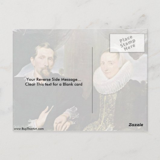 Frans Snyders en zijn vrouw van Anthony Van Dyck Briefkaart (Achterkant)