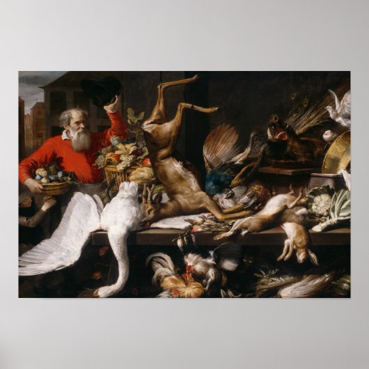 Frans Snyders - Stilleven met dood wild, fruit, Poster (Voorkant)