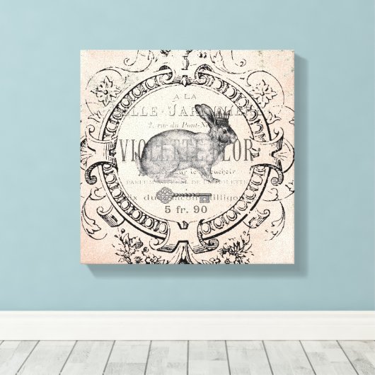 Frans Spring Rabbit stretched canvas (Insitu (Houten vloer))