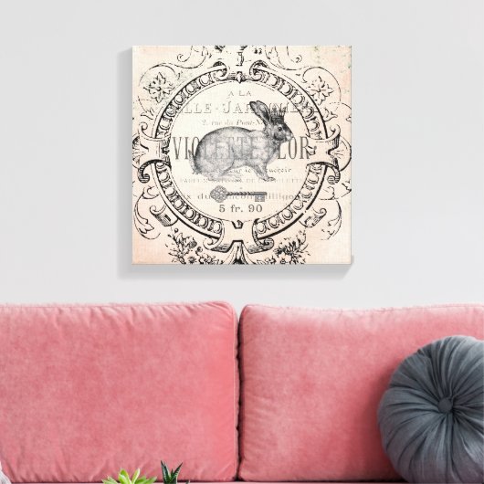 Frans Spring Rabbit stretched canvas (Insitu (Woonkamer))