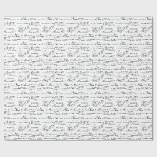 Frans Stad Names Paris Wrapping Paper Cadeaupapier (Vlak)