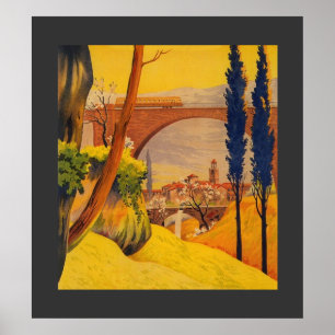  Frans station voor treinreizen Poster