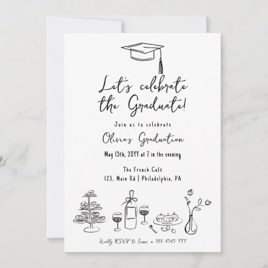 Frans stijl Afstuderen Brunch Luncheon Diner Kaart (Voorkant)