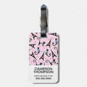 Frans stijlgeperst kleed papier met elastische tow bagagelabel (Achterkant verticaal)