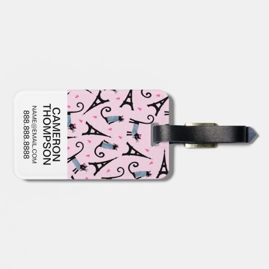 Frans stijlgeperst kleed papier met elastische tow bagagelabel (Achterkant horizontaal)