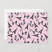 Frans stijlgeperst kleed papier met elastische tow briefkaart (Voorkant / Achterkant)